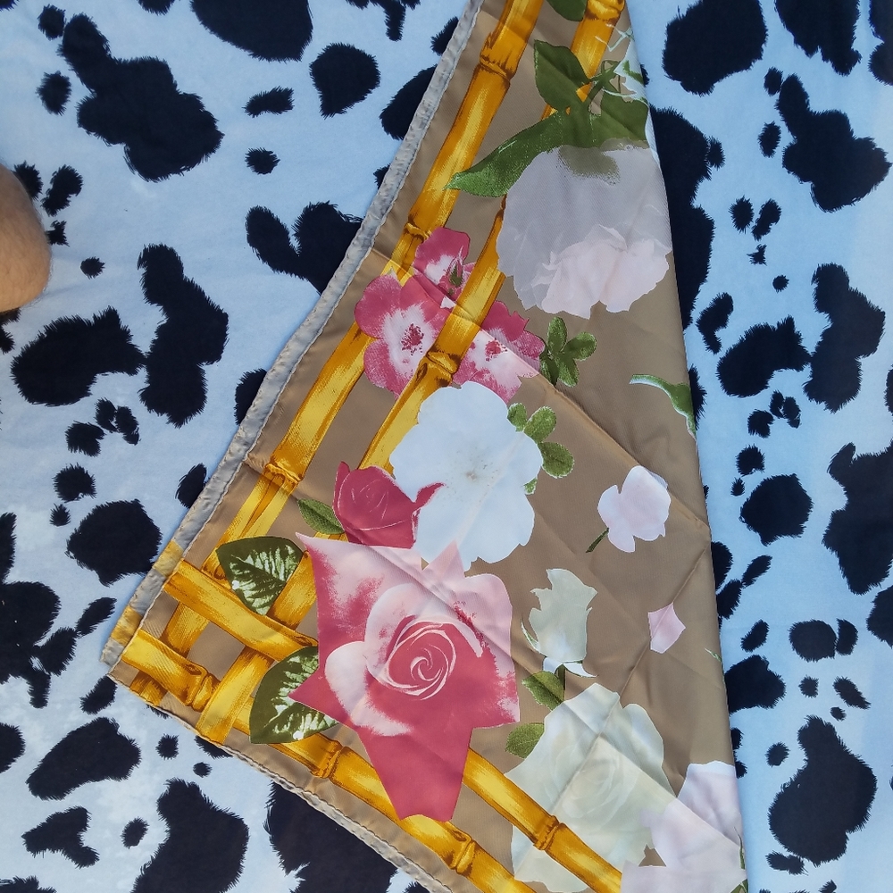 Christian Dior Bamboo Floral Square Scarf - Picture 2 of 4